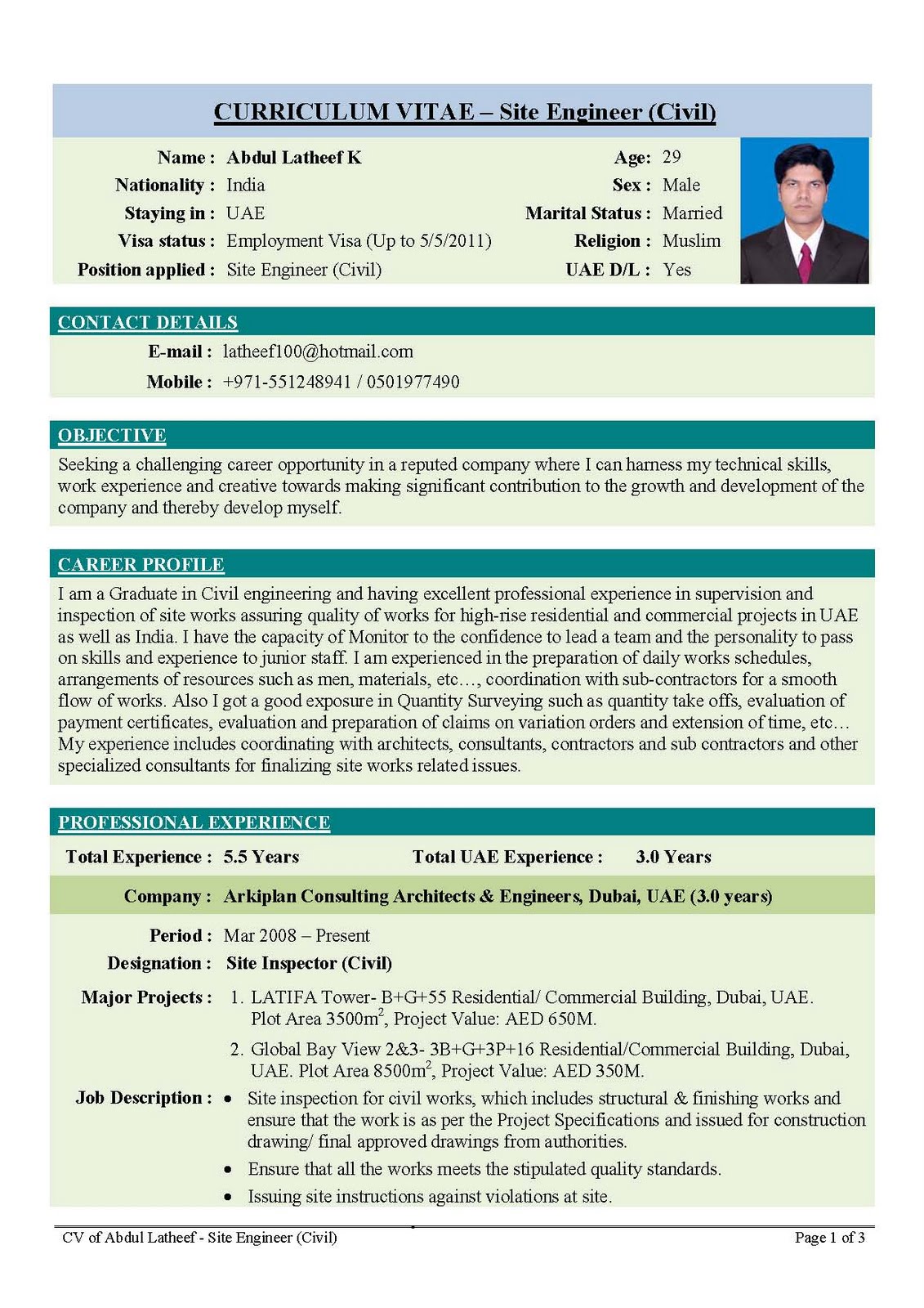 Mechanical engineering resume india